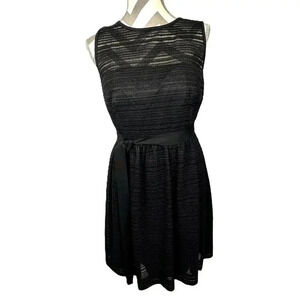 Trina Turk Womens LBD Sleeveless Sheer Striped Black Knee Dress  SIZE 8